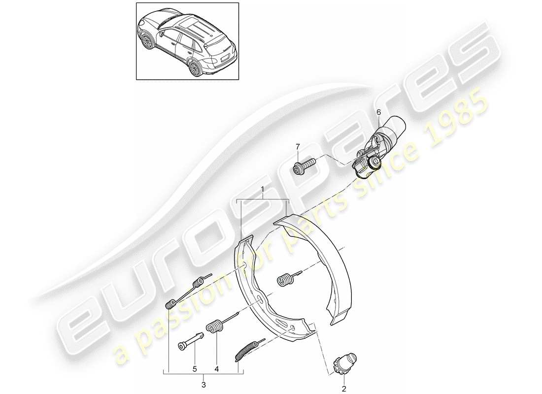 porsche 2011 (cayenne e2 92a) frein à main schéma des pièces