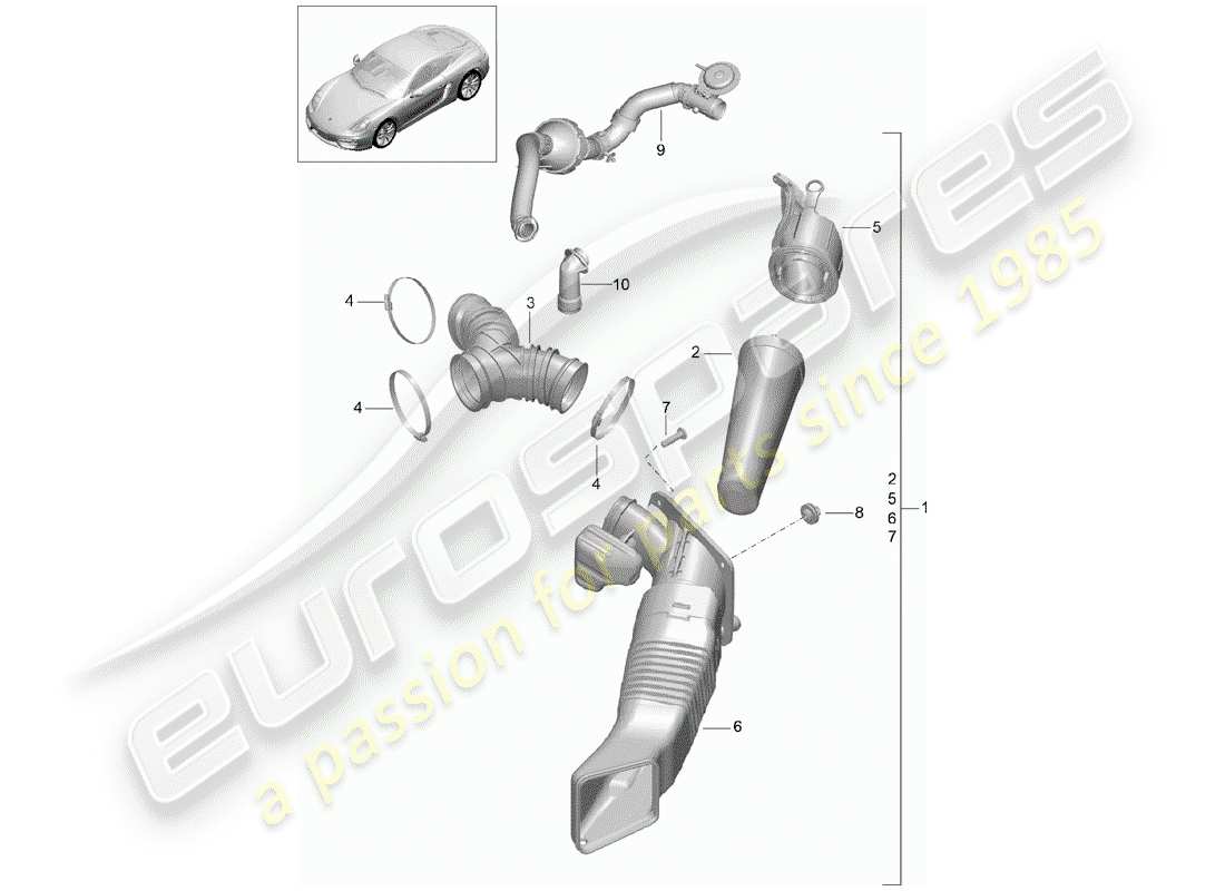 porsche 2016 (981 cayman) purificateur d'air schéma des pièces