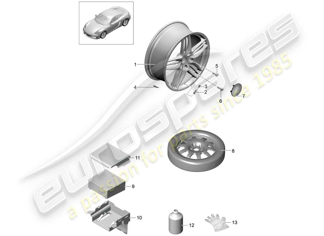 porsche 2016 (981 cayman) roues schéma des pièces