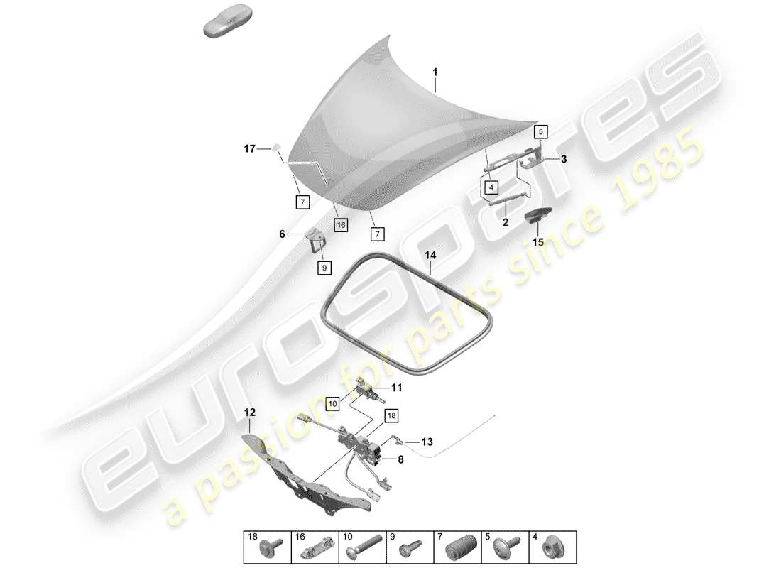 porsche 2020 (718 boxster spyder) couverture schéma des pièces