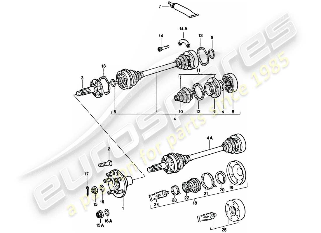 porsche 1986 (911) arbre de transmission schéma des pièces