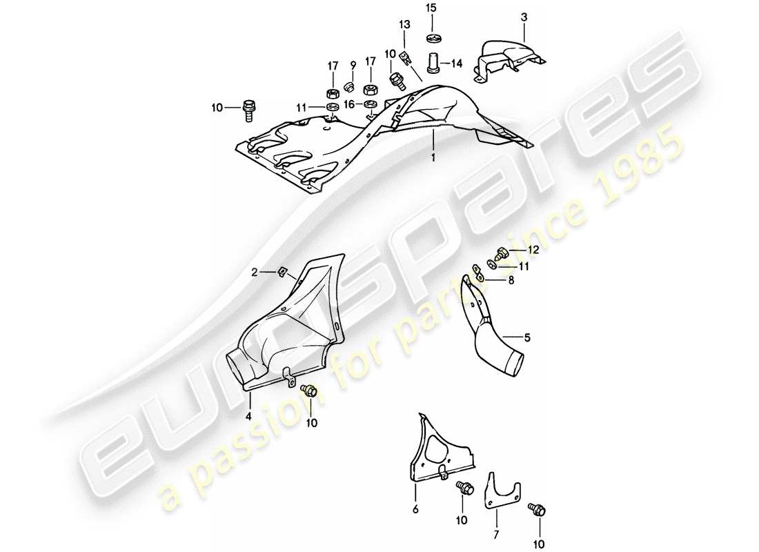 porsche 1986 (911) diagramme des pièces du conduit d'air
