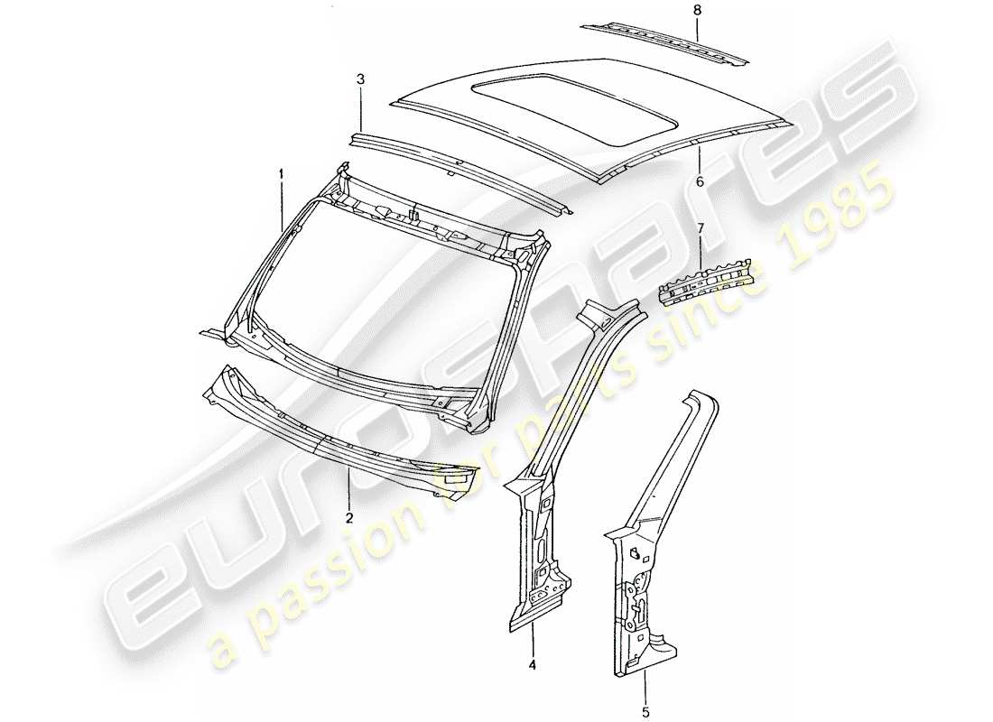porsche 2001 (996 turbo / gt2) diagramme des pièces du capot