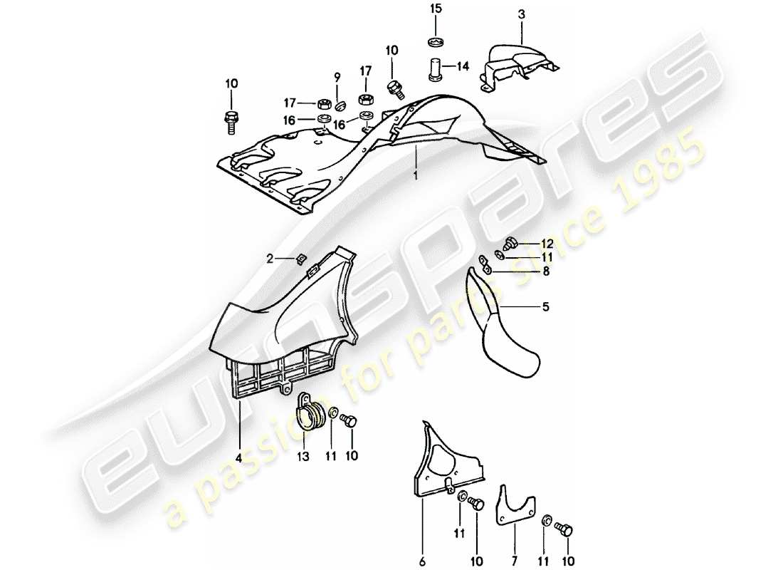 porsche 1981 (911) conduit d'air schéma des pièces