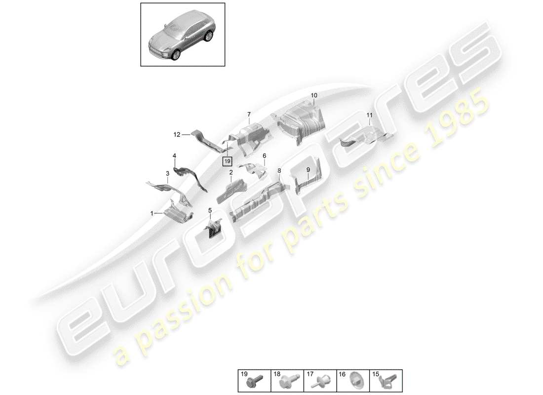 porsche 2019 (macan) diagramme des pièces de doublure