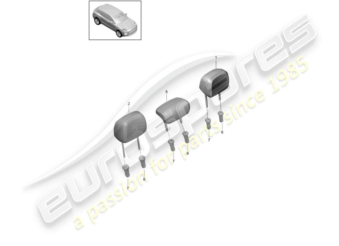 porsche 2019 (macan) appuie-tête siège arrière schéma des pièces