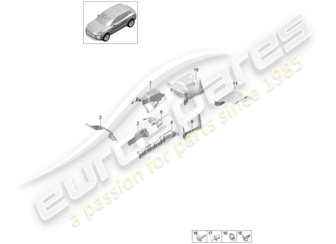 porsche 2020 (macan) diagramme des pièces de doublure