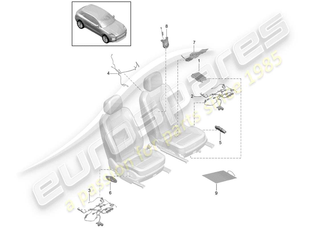 porsche 2019 (macan) électrique schéma des pièces
