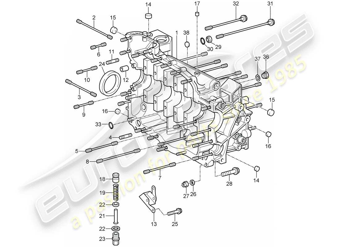 porsche 2011 (997-2 gt3) carter moteur schéma des pièces