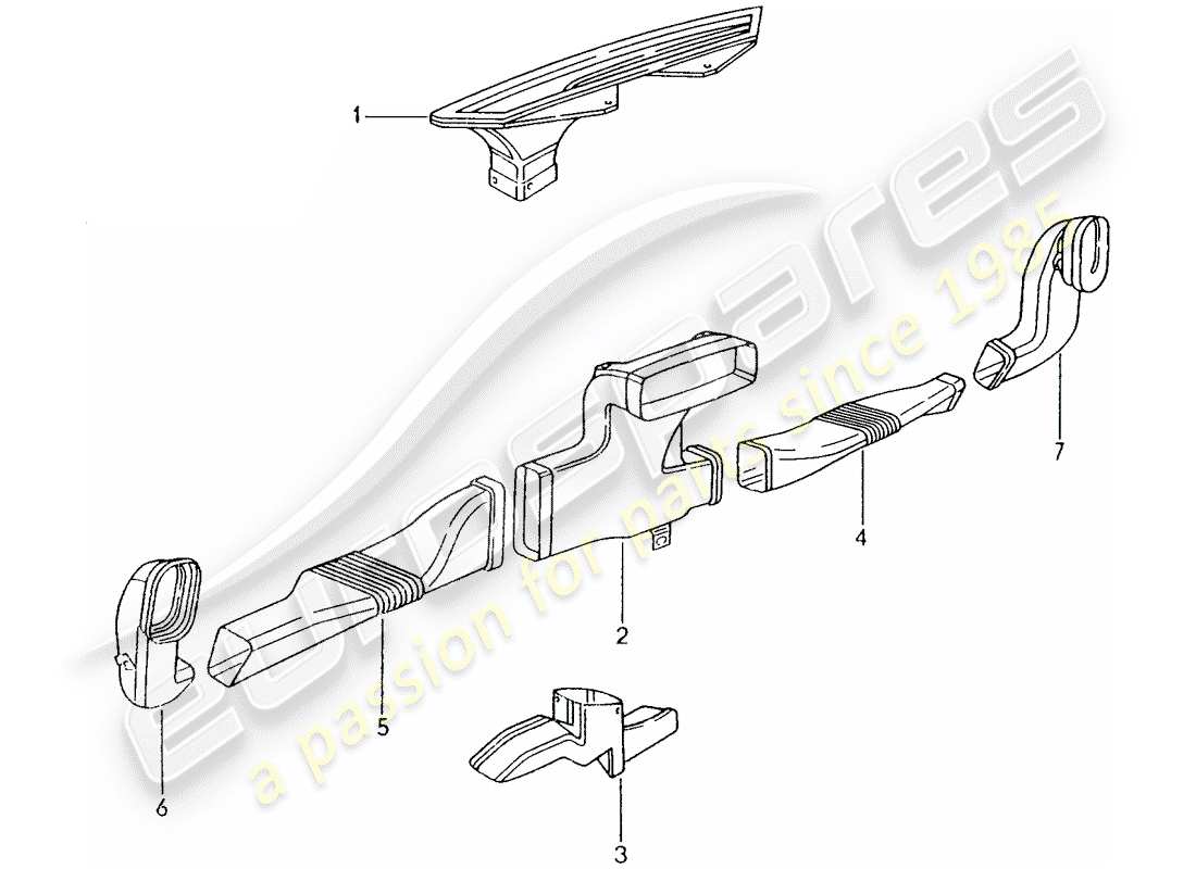 porsche 2003 (986 boxster) chauffage - conduit d'air schéma des pièces