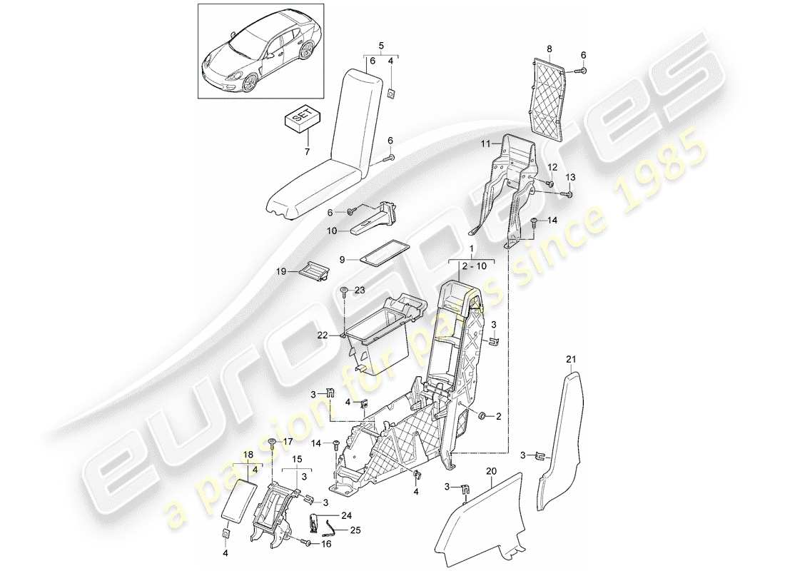 porsche 2016 (panamera 970) console centrale schéma des pièces