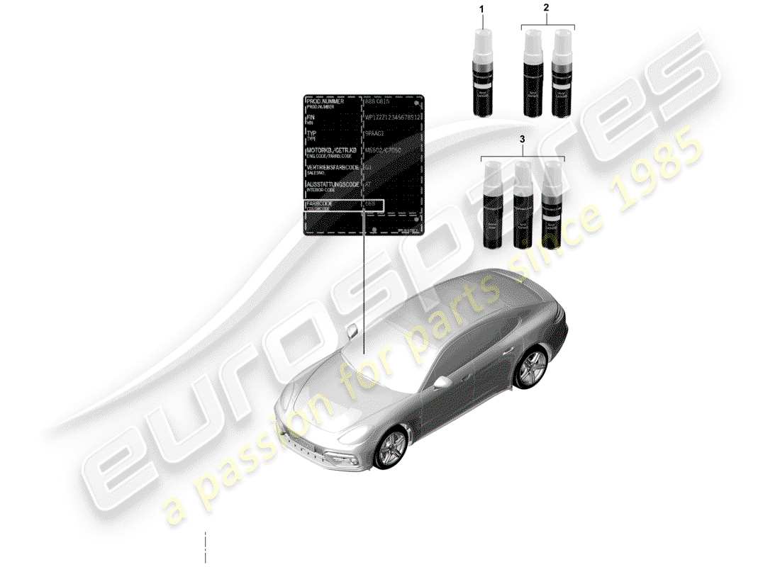 porsche 2020 (panamera 971-1) bâton de retouche de peinture schéma des pièces