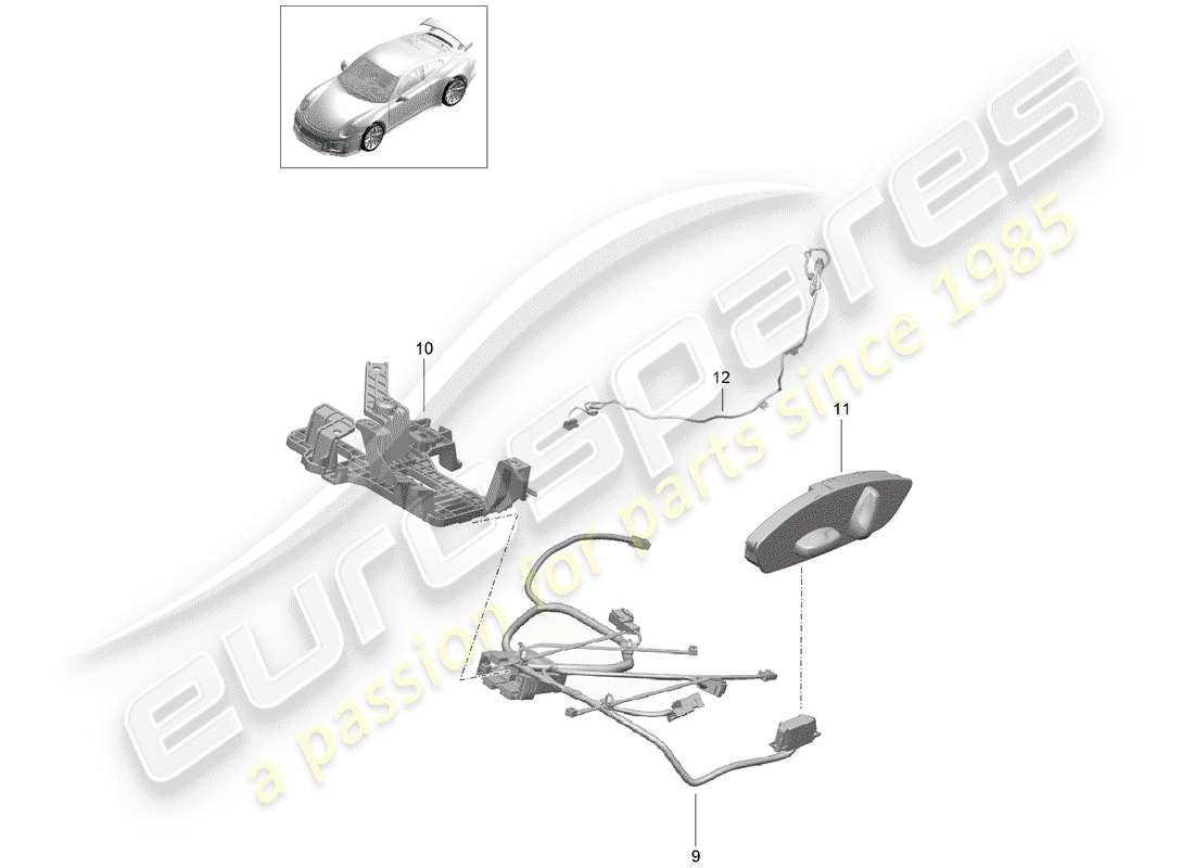 porsche 2015 (991-1 r/gt3/rs) faisceau de câblage schéma des pièces