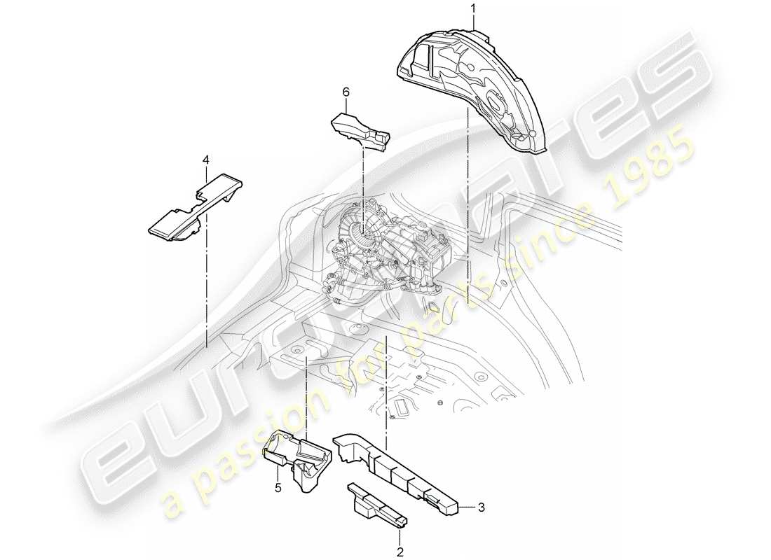 porsche 2010 (cayenne e1 9pa) absorbeur de bruit schéma des pièces