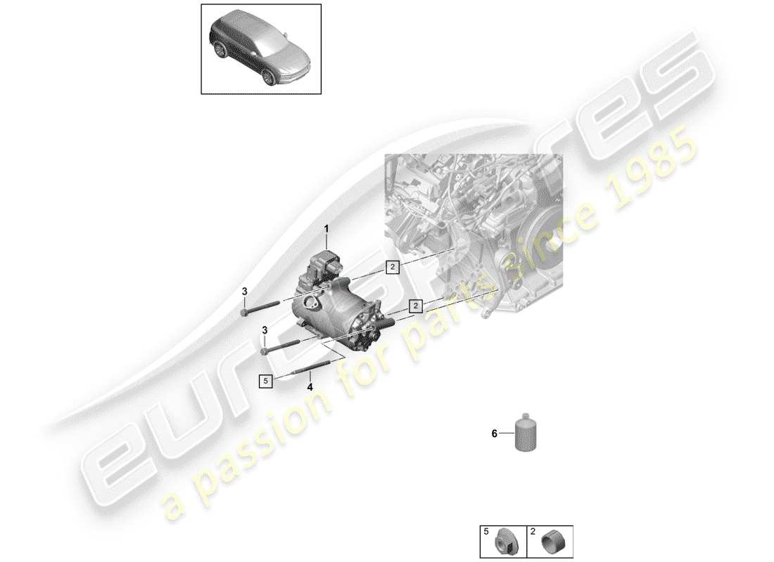 porsche 2019 (cayenne e3 9ya/9yb) diagramme des pièces du compresseur