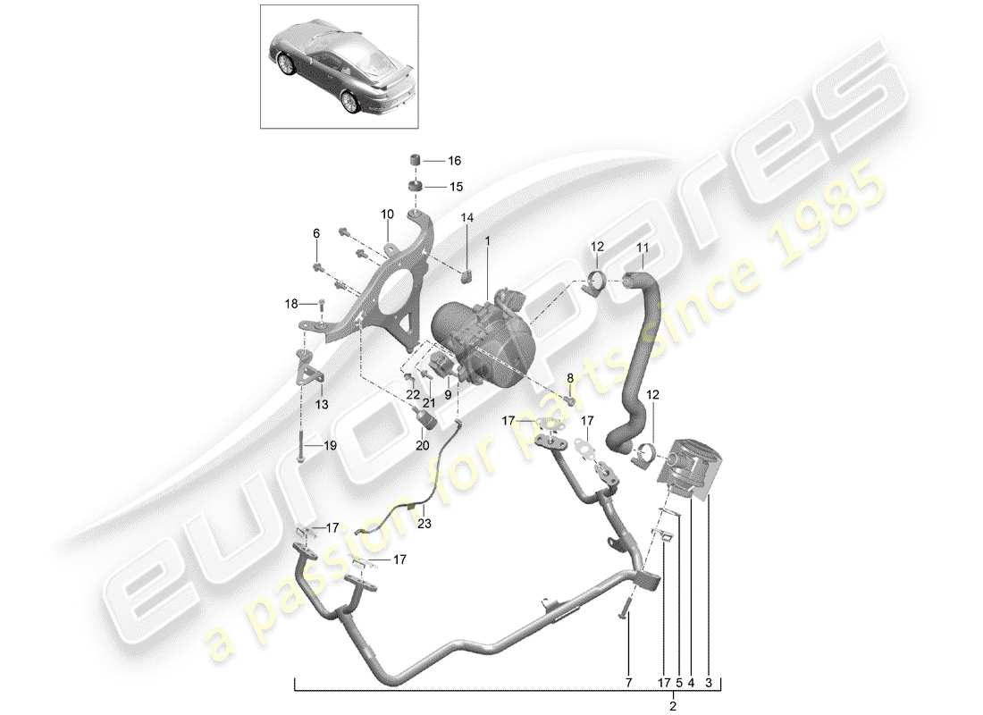 porsche 2020 (991-2 r/gt3/rs) pompe à air secondaire schéma des pièces
