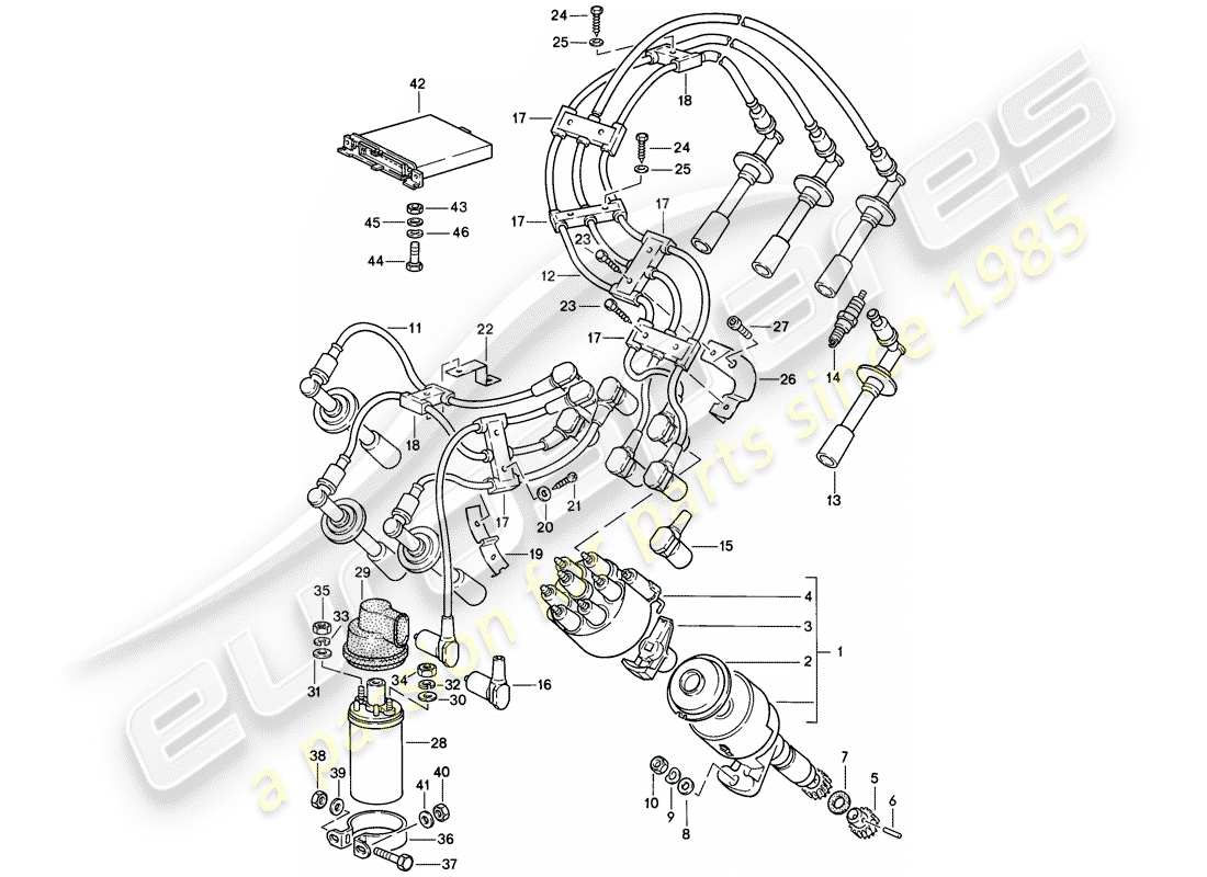 porsche 1986 (911) électrique du moteur 2 schéma des pièces