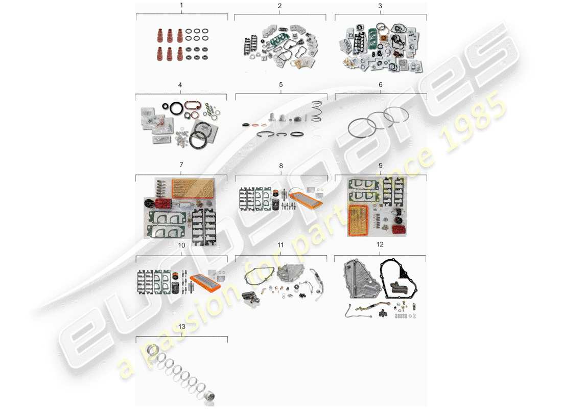 porsche 911 (1980) kit d'entretien - jeu de joints - kit de réparation schéma des pièces