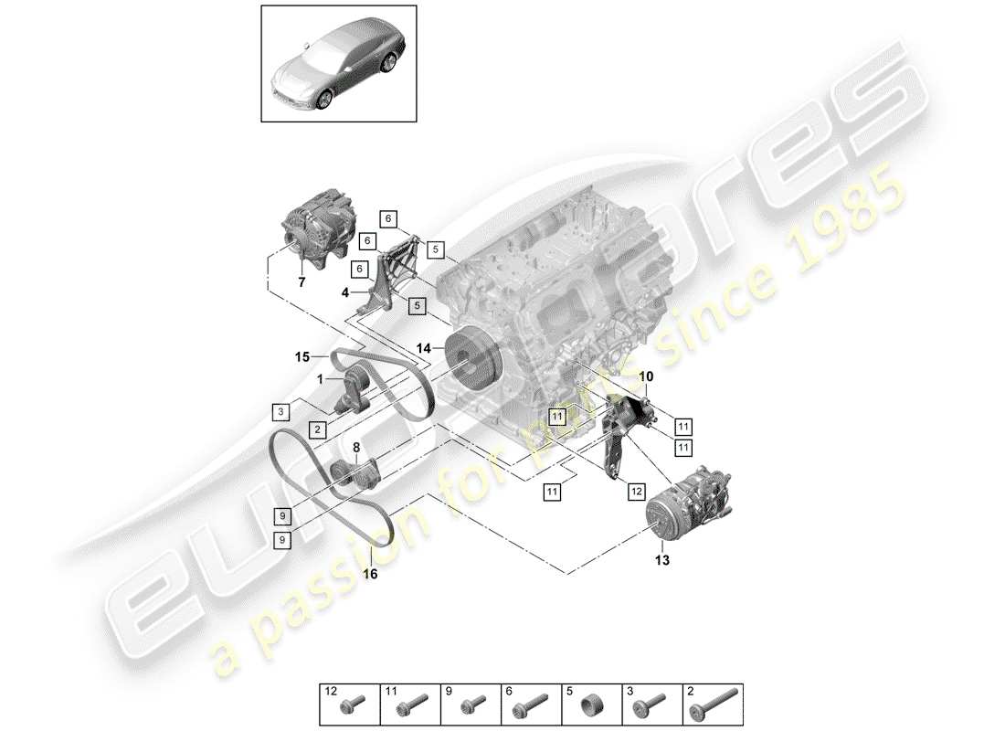 porsche 2019 (panamera 971-1) courroie nervurée schéma des pièces