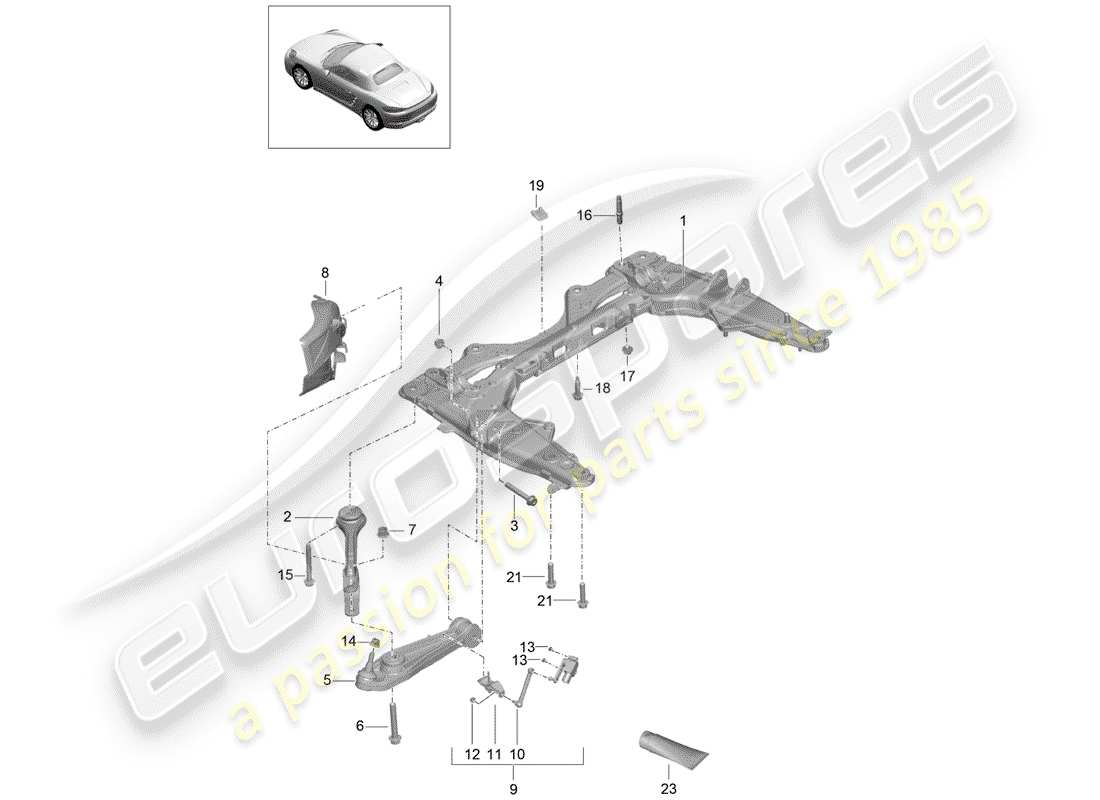 porsche 2017 (718 boxster) diagramme des pièces de la traverse