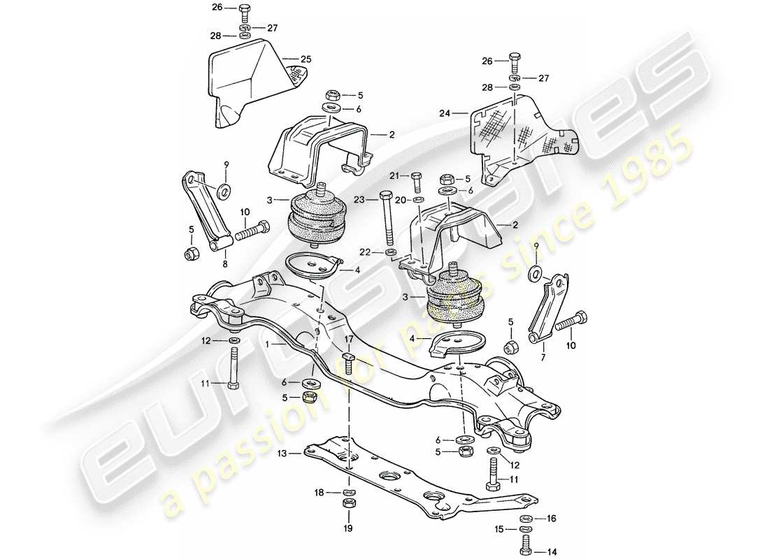porsche 1990 (928) suspension moteur schéma des pièces
