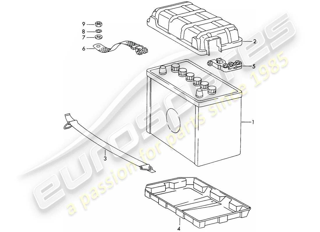 porsche 1965 (911/912) batterie - d >> - mj 1968 schéma des pièces