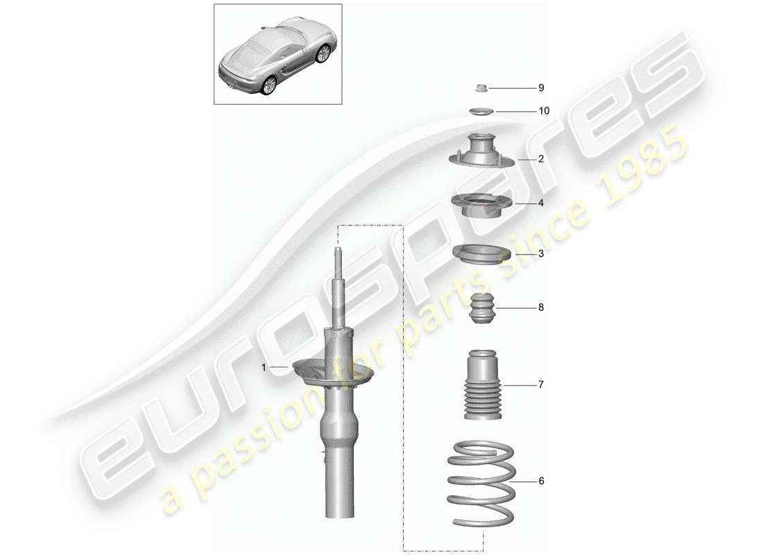 porsche 2014 (981 cayman) amortisseur schéma des pièces