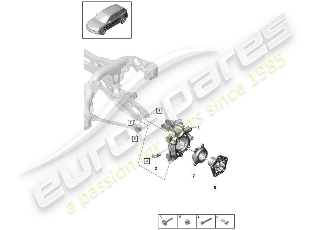 porsche 2020 (cayenne e3 9ya/9yb) porte-roue schéma des pièces