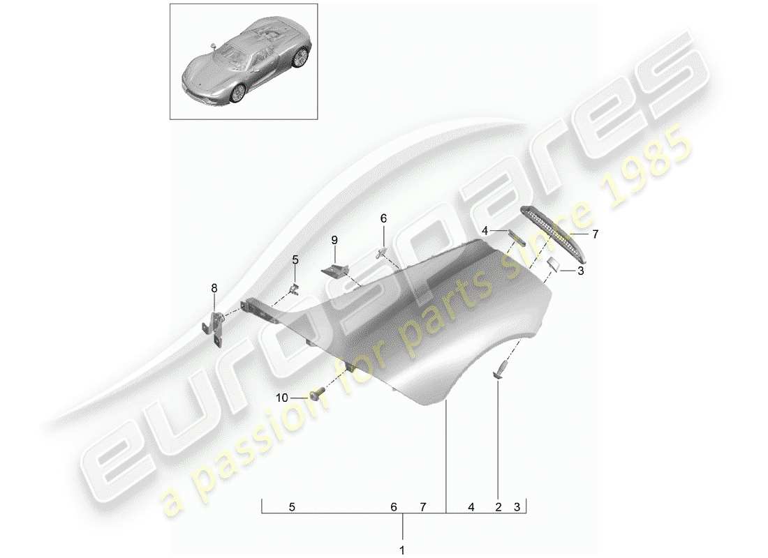 porsche 2015 (918 spyder) diagramme des pièces fender