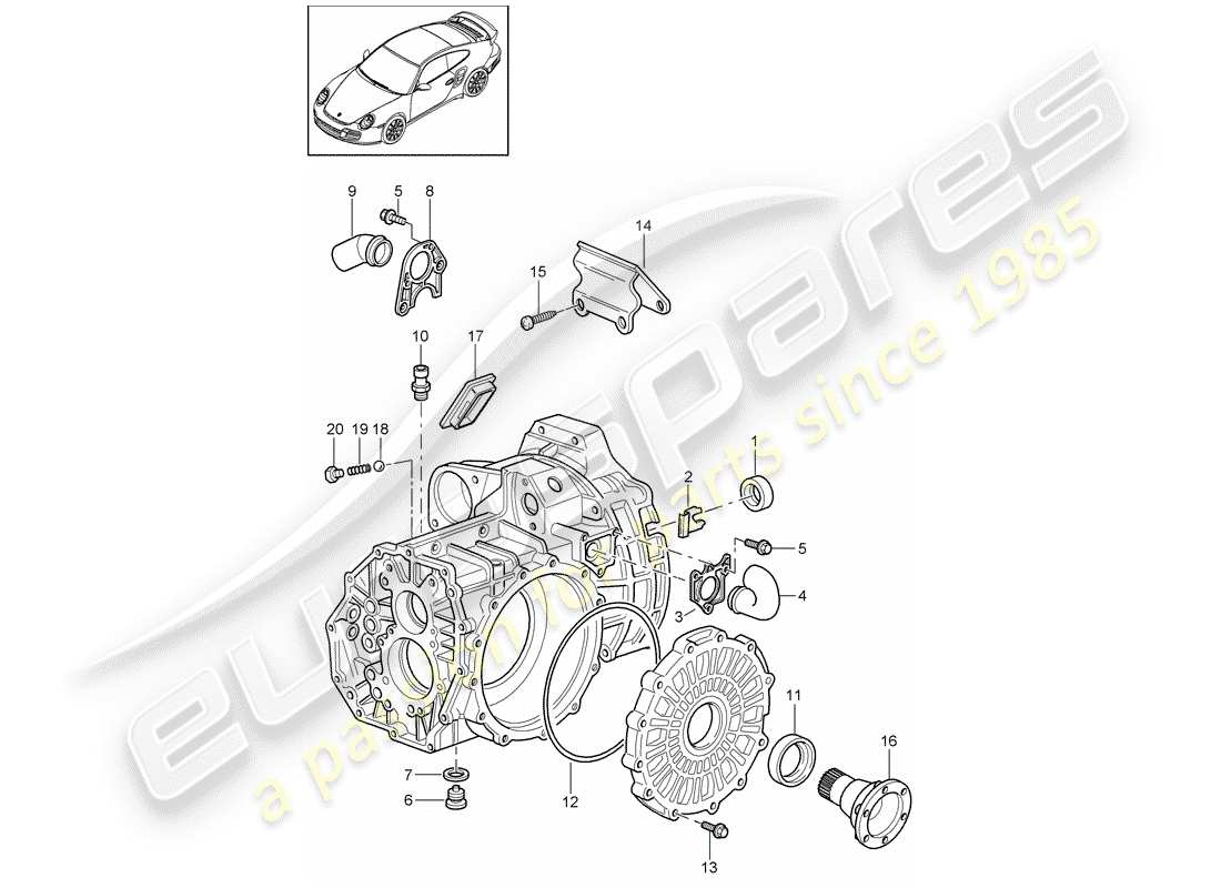 porsche 2013 (997-2 turbo / gt2 rs) carter de transmission schéma des pièces