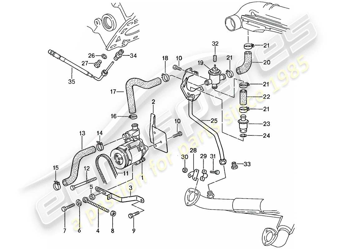 porsche 1990 (928) injection d'air - pour véhicules avec - catalyseur schéma des pièces