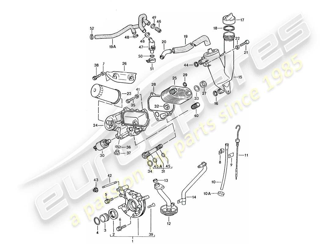 porsche 1986 (944) lubrification du moteur schéma des pièces