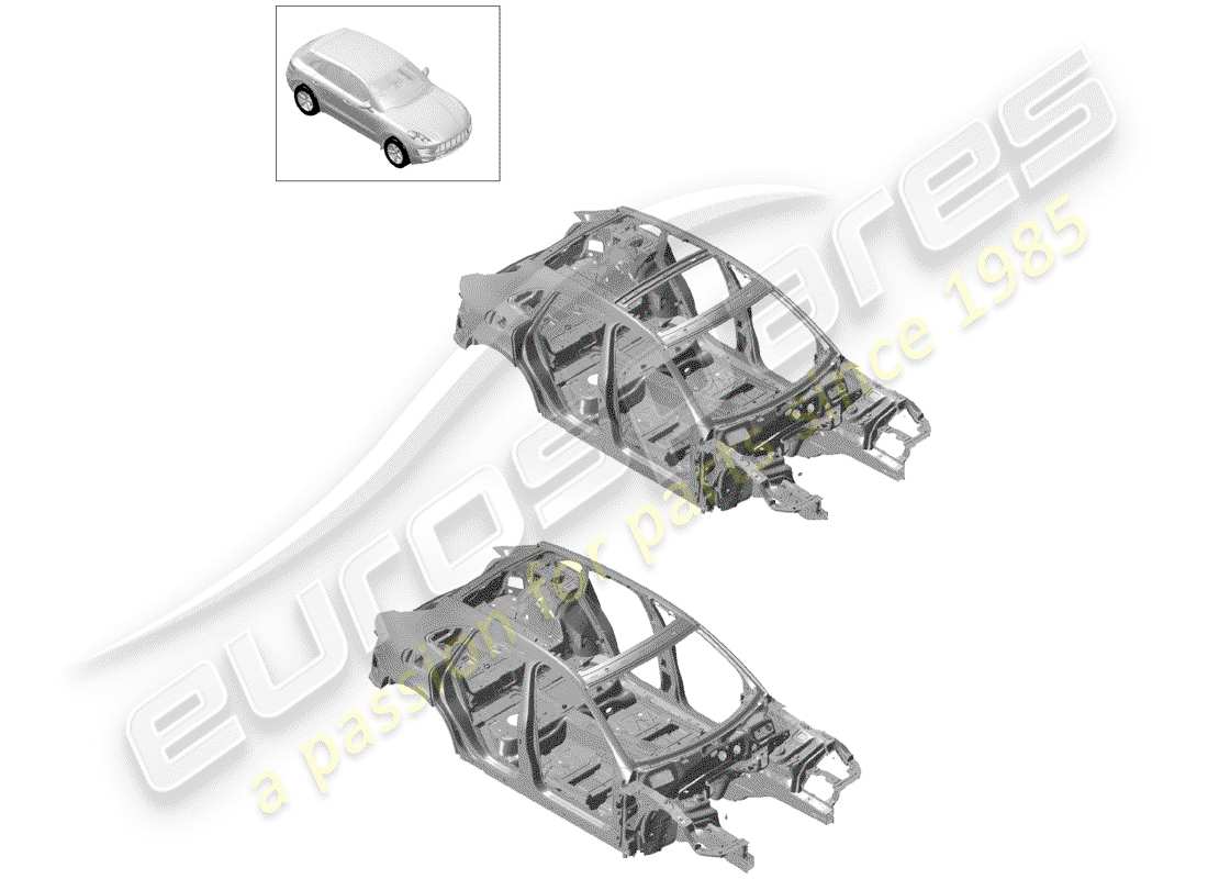 porsche 2014 (macan) carrosserie diagramme de pièce