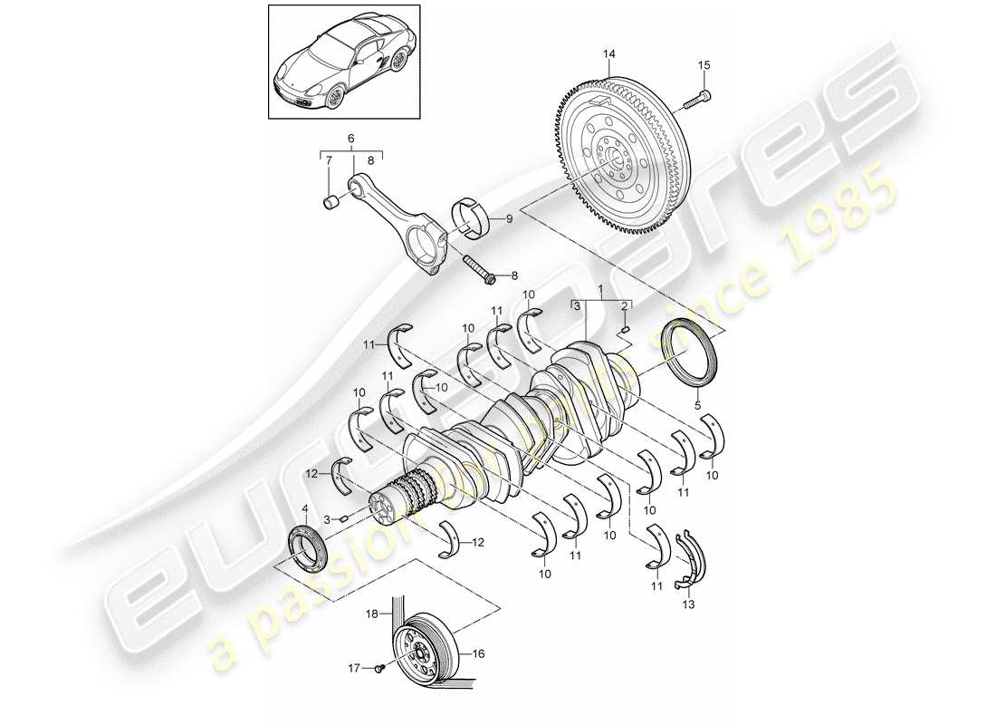 porsche 2011 (987 cayman) vilebrequin schéma des pièces