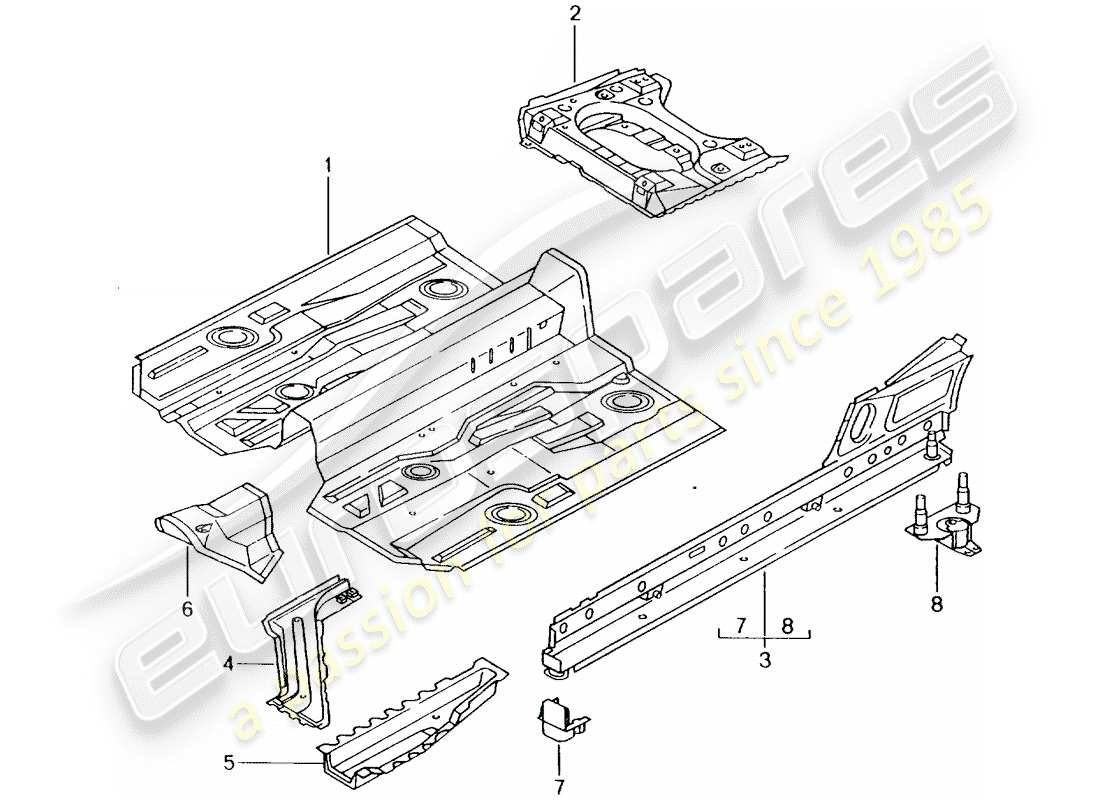 porsche 2000 (986 boxster) plaques de sol schéma des pièces
