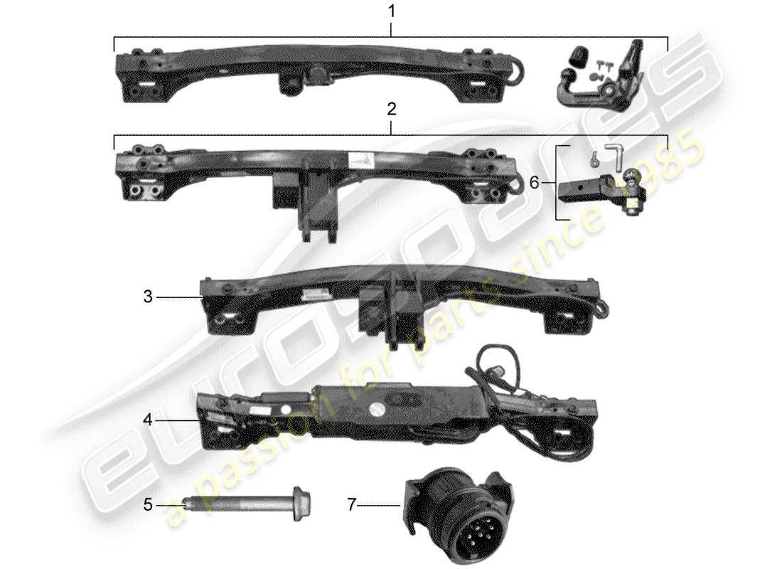 porsche 2016 (tequipment cayenne) attelage de remorquage schéma des pièces