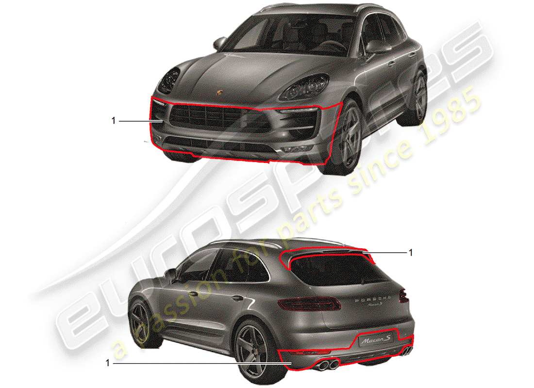 porsche 2020 (tequipment macan) pack conception sportive schéma des pièces