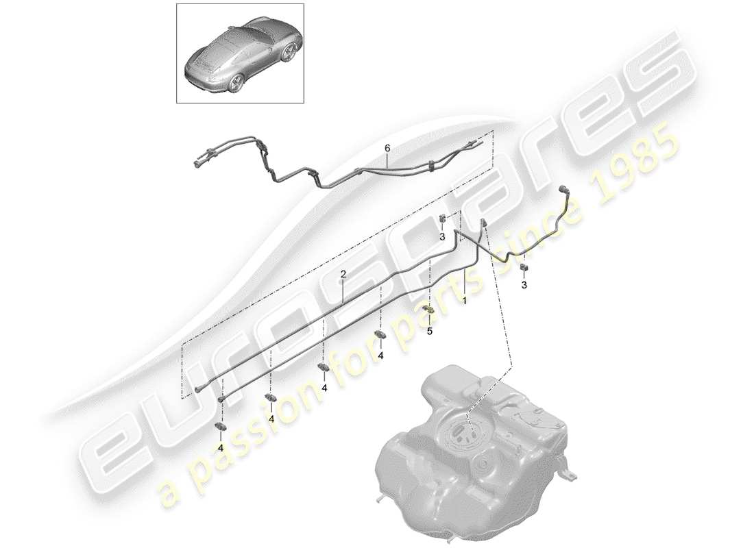 porsche 2012 (991-1) système de carburant schéma des pièces