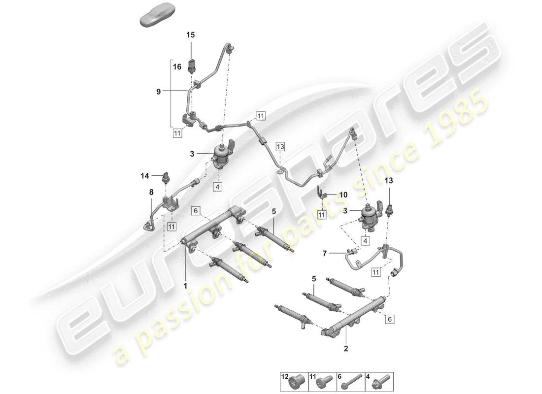 porsche 2020 (992-1) système d'injection schéma des pièces