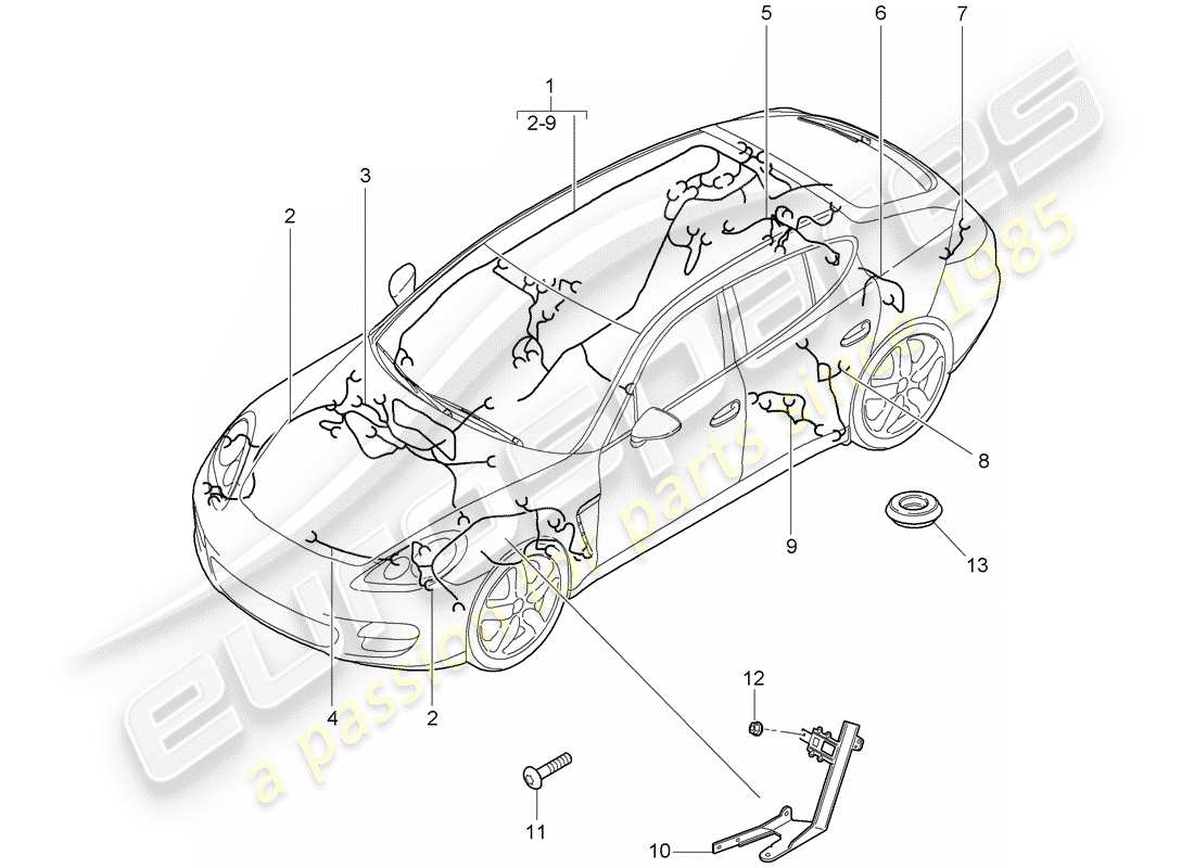 porsche 2016 (panamera 970) faisceau de câblage schéma des pièces