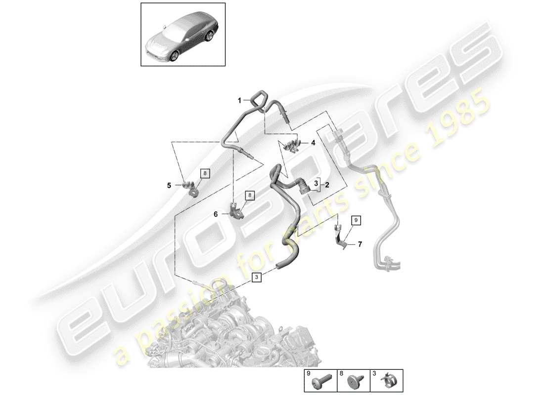 porsche 2020 (panamera 971-1) conduite de carburant schéma des pièces
