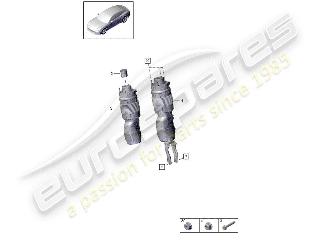 porsche 2020 (panamera 971-1) ressort pneumatique schéma des pièces
