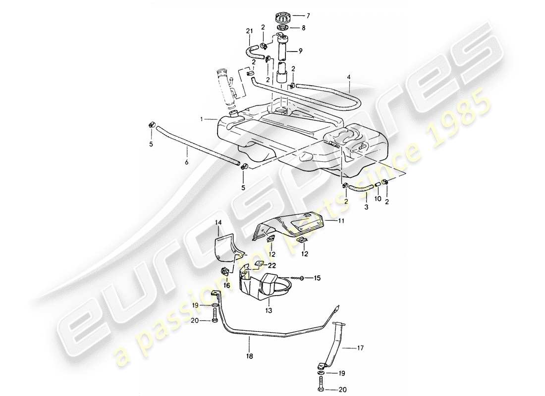porsche 1995 (968) réservoir d'essence schéma des pièces