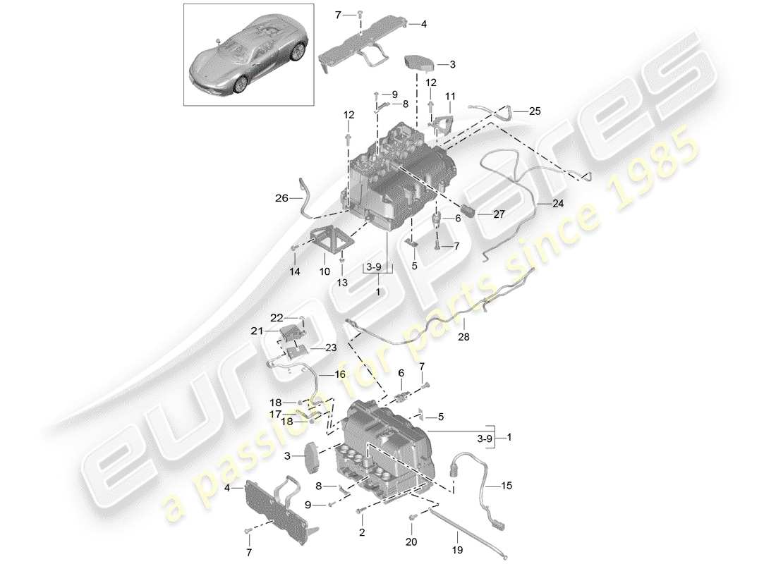 porsche 2015 (918 spyder) électronique de puissance et de contrôle - schéma des pièces