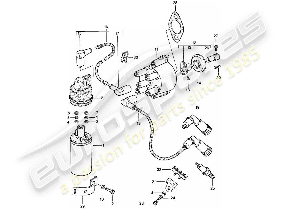 porsche 1986 (944) électrique du moteur 1 schéma des pièces