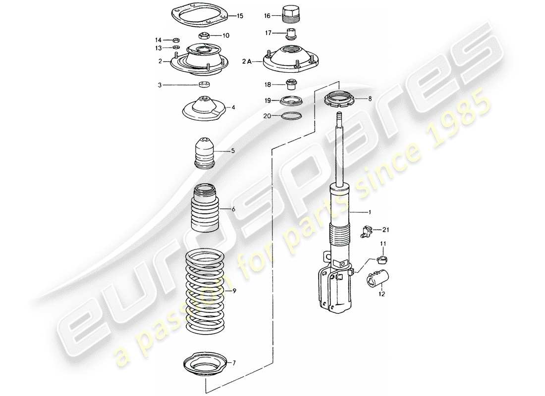 porsche 1990 (964) suspension - amortisseur - nouveau design - attention schéma des pièces