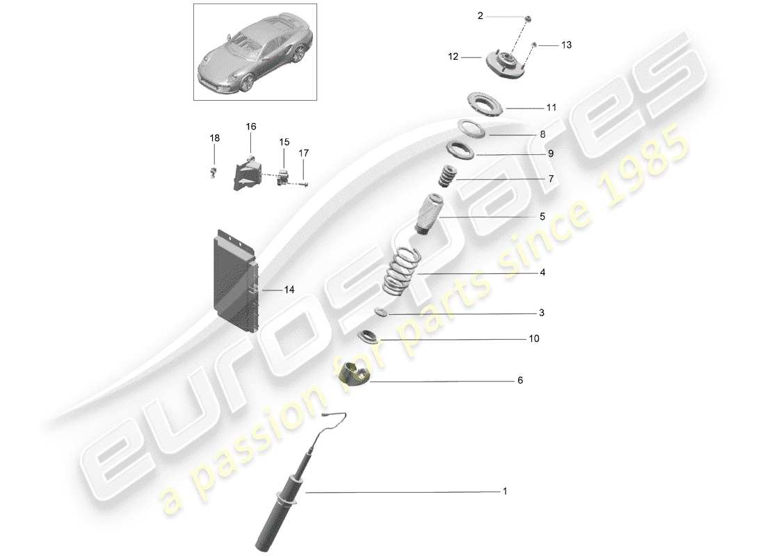 porsche 2015 (991-1 turbo) schéma des pièces de suspension