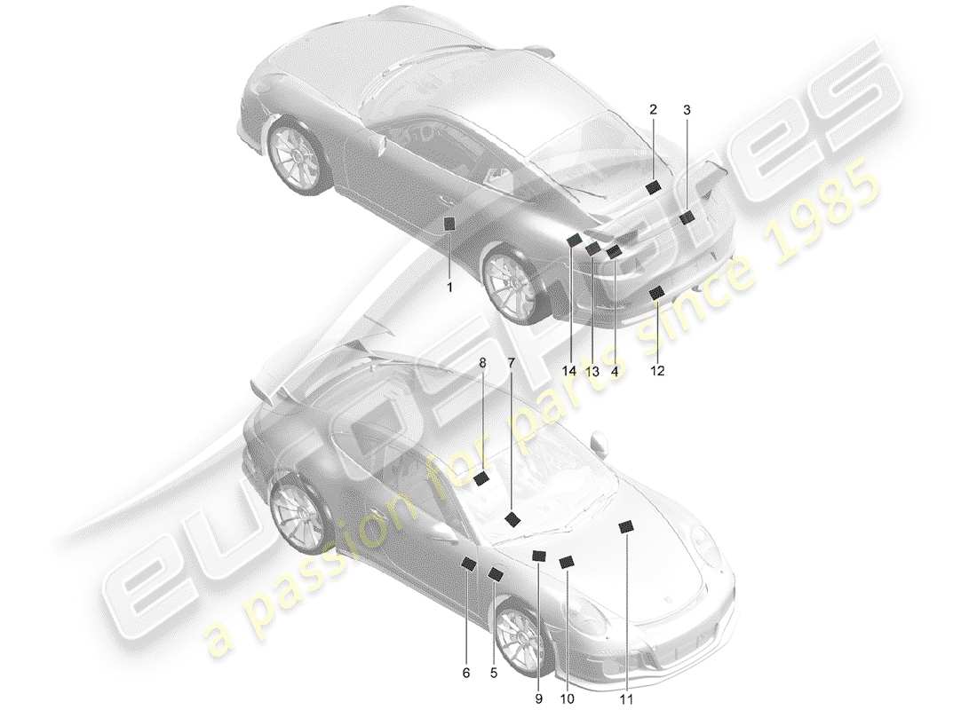 porsche 2017 (991-2 r/gt3/rs) signes/avis schéma des pièces