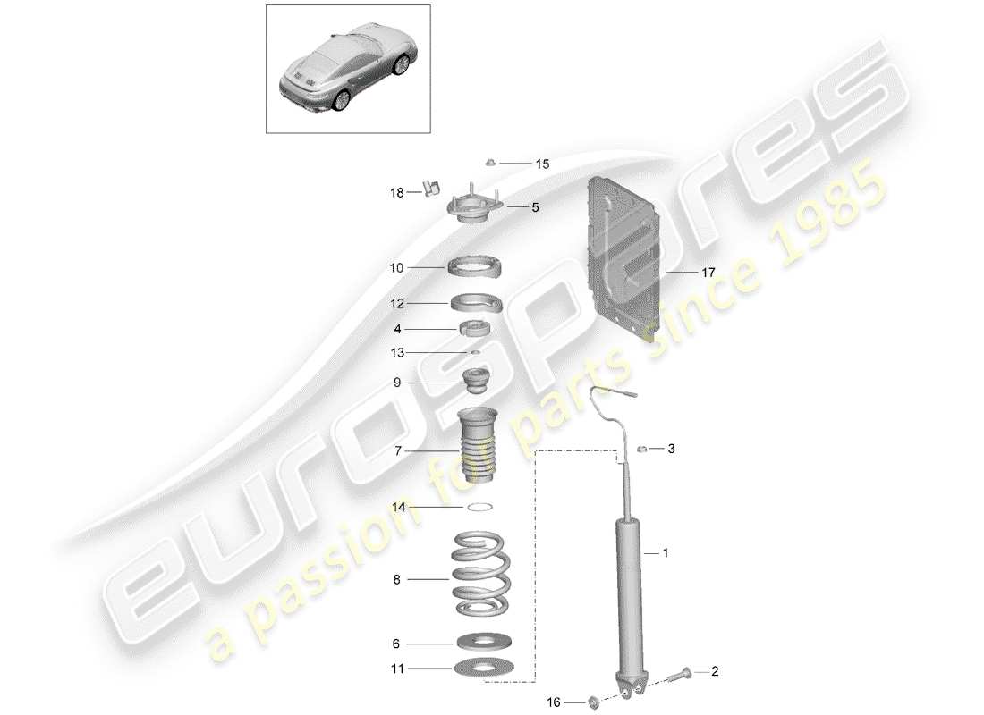 porsche 2014 (991-1 turbo) amortisseur schéma des pièces