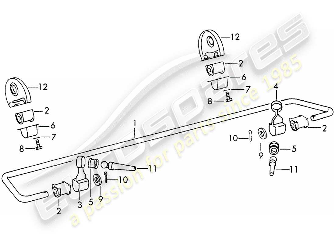 porsche 1966 (911/912) stabilisateur - essieu arrière schéma des pièces
